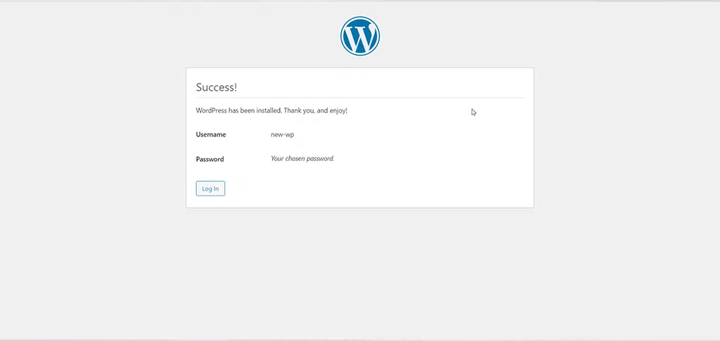 WordPress Installed Succssfully