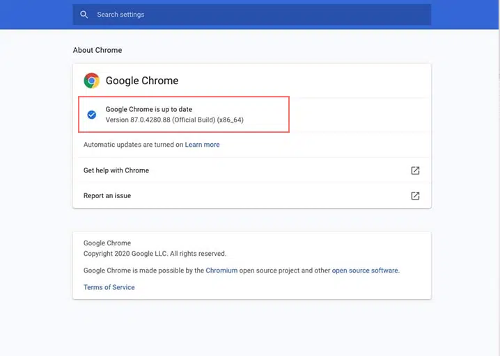 Checking and Updating Google Chrome Version